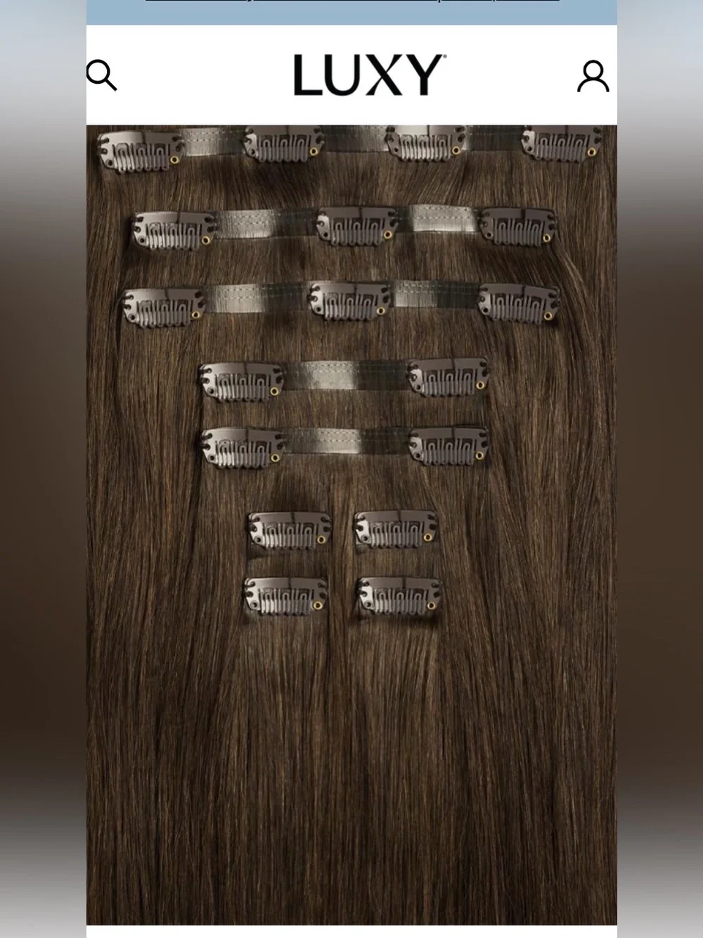 NEW & UNUSED LUXY Hair Seamless Clip-In Extensions — Medium Natural Brown